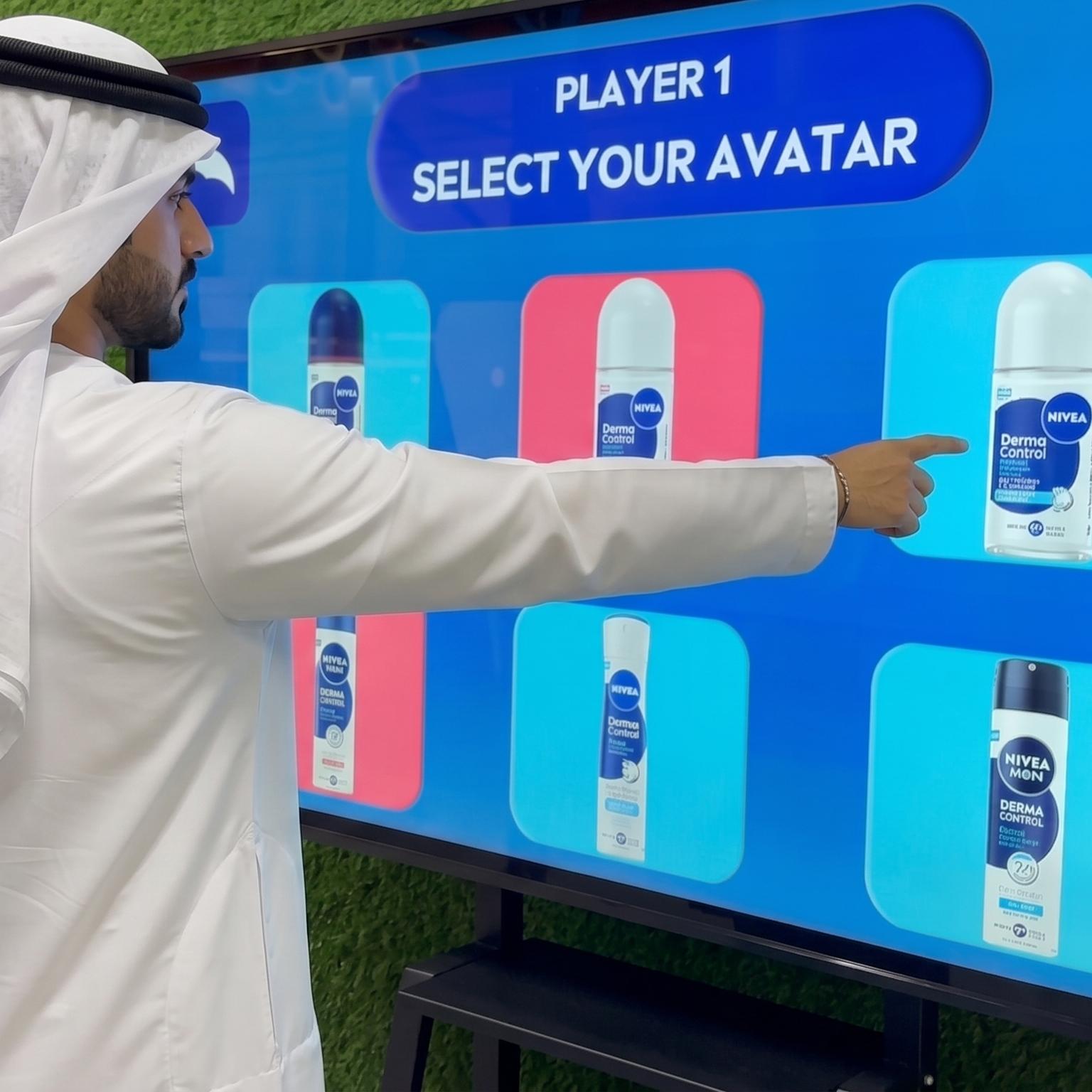 Interactive AI Tic-Tac-Toe game display for event brand activation in Dubai